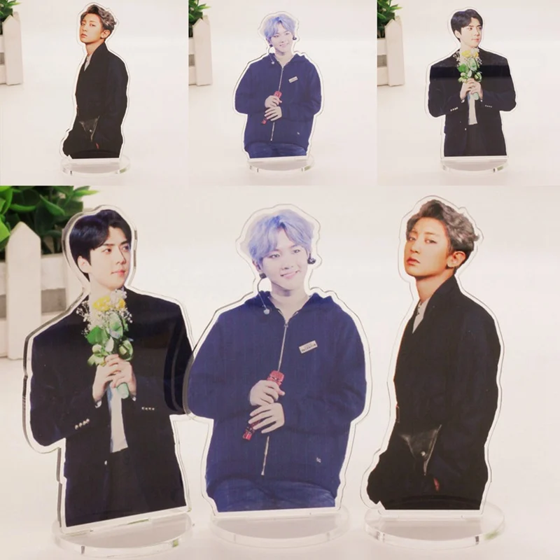 Kpop EXO Members BAEKHYUN CHANYEOL SEHUN Kawaii, стоящая фигурка, кукла, акриловая, стоячая, декор стола, Канцелярский набор