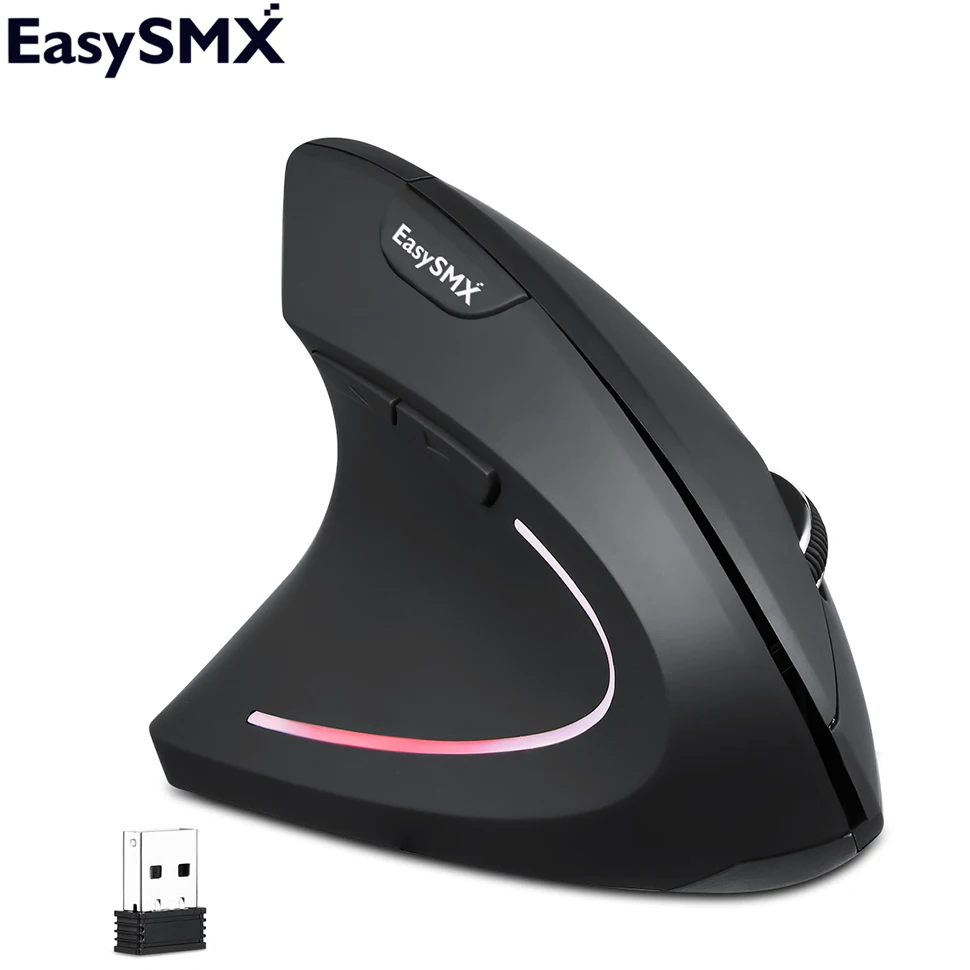 

Wireless Mouse EasySMX G814 Vertical Mouse 2.4G Computer Mouse Ergonomic Optical 1200 1600 2400 DPI 6 Buttons Mause For PC