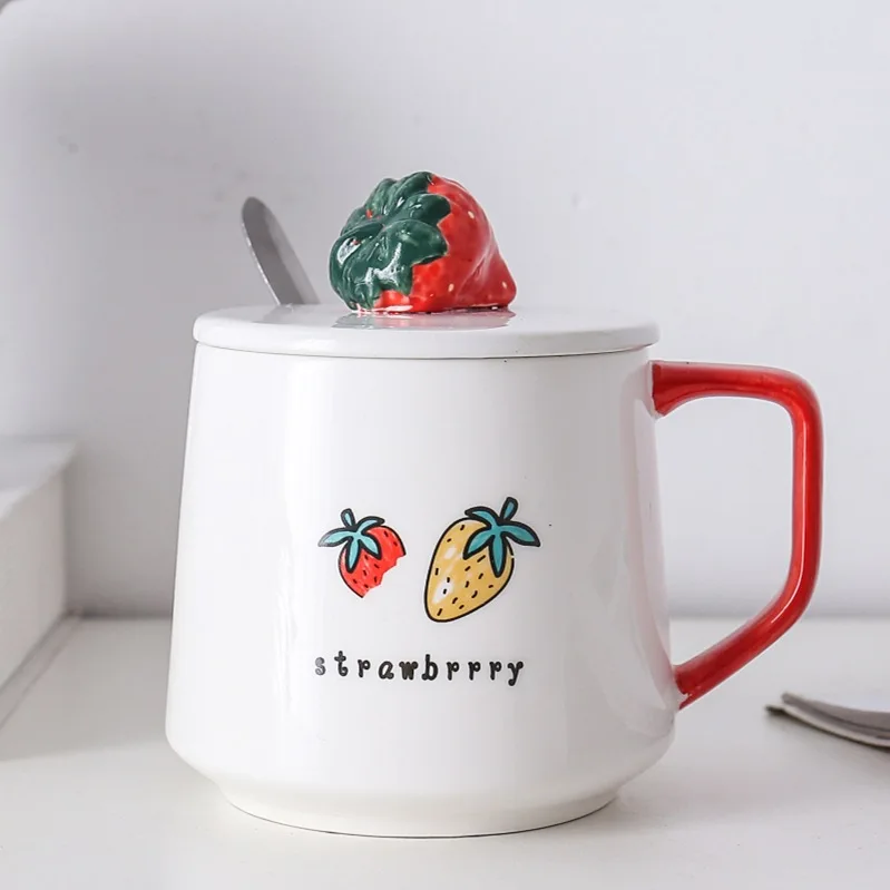 1 шт. креативная Милая ручная роспись клубника трехмерная керамическая чашка термостойкая офисная кружка для молока, завтрака, кофе