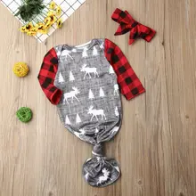 Рождественский костюм для новорожденных вечерние пижамы Рождественский северный олень пеленать обертывание плед Пеленание Одеяло спальный мешок+ повязка на голову
