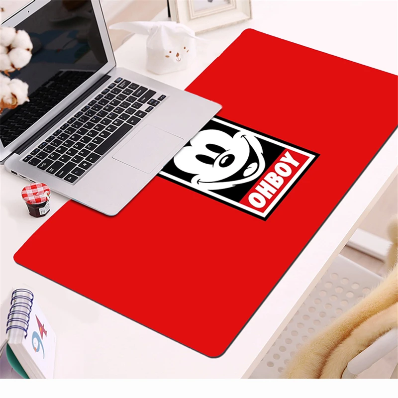 

Red Mickey Large Natural Rubber Mouse Pad 70x30cm Waterproof Game Desk Cartoon Minnie Mousepad Keyboard Mat Birthday gift