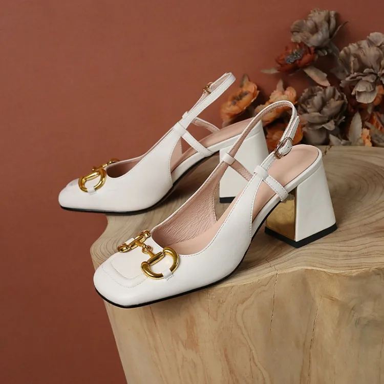 The New Summer Edition Of 2021 Women's Pure Color High-Heeled Shoes With Horseback Buckle Casual Fashion And All-Match Women's s