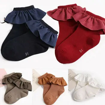 

2019 New Brand New Baby Girl Boy Toddler Knee High Cotton Socks Summer Socks Lace Ruffled Flower Edge Solid Cute Socks 0-6Years