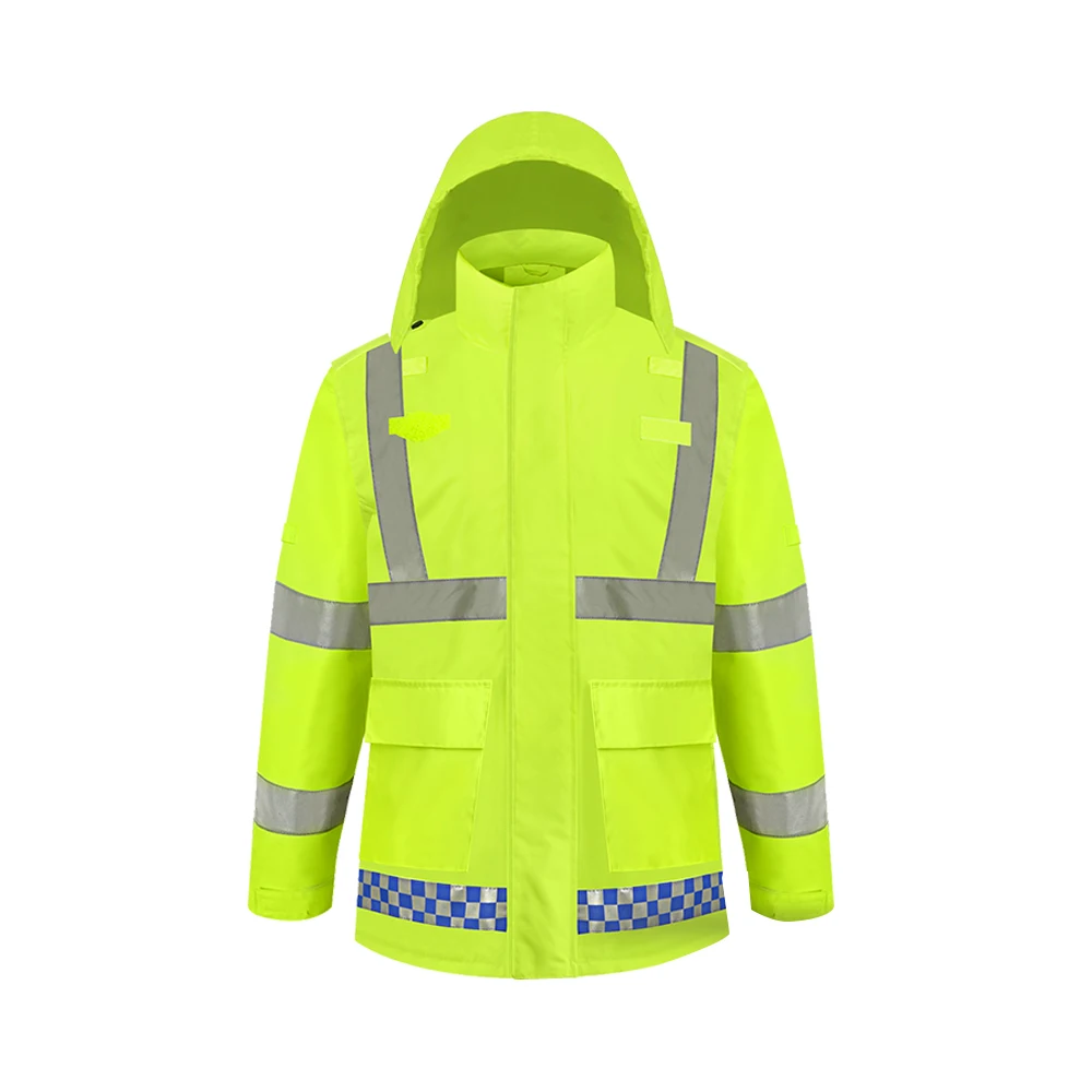 

SFVest High Visibility Reflective Rainwear Coat Luminous Safety Raincoat Outdoor Hiking Riding Waterproof Oxford Cloth Coating