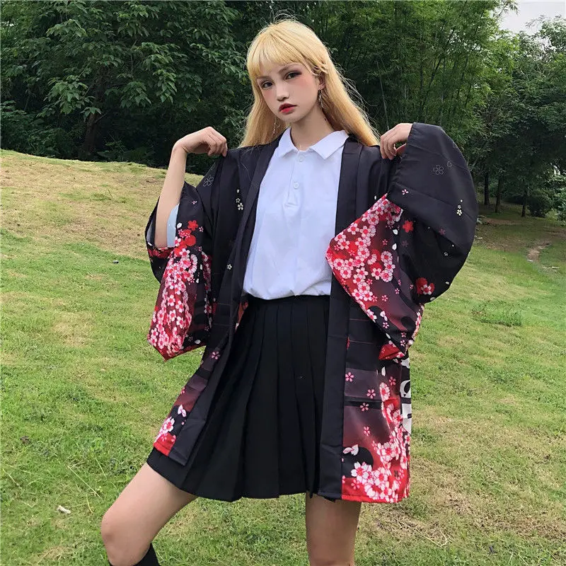 Anime Printing Japanese Kimomo Traditional New Thin Loose Cardigan Kimono Women Plus Size Causl Coat Top Sunscreen Clothes