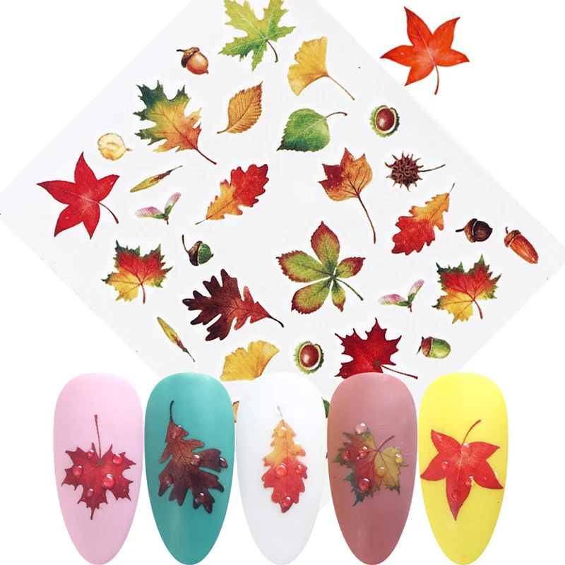 

Water Decals Nail Art Stickers Maple Leaves Flower Nail Designs Watermark Transfer Sticker Decor Manicure Nail Decorations