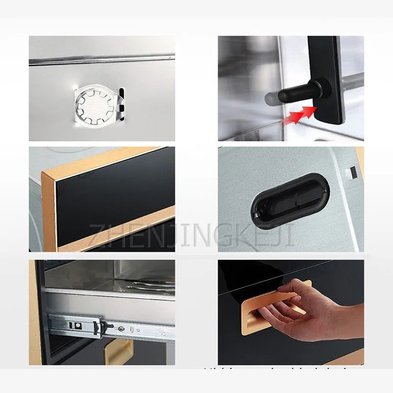 100L Home Disinfection Cabinet 220V Embedded Tableware Disinfect Bowl Cabinet Double Door Touch Infrared High Temperature Drying 4