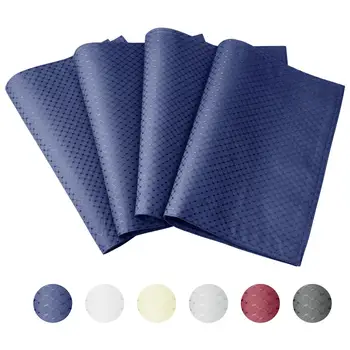

Eforcurtain 4-Pack Waffle Checks Easy Care Placemats Spill-Proof Formal Rectangle Table Mats Reversible for Holidays