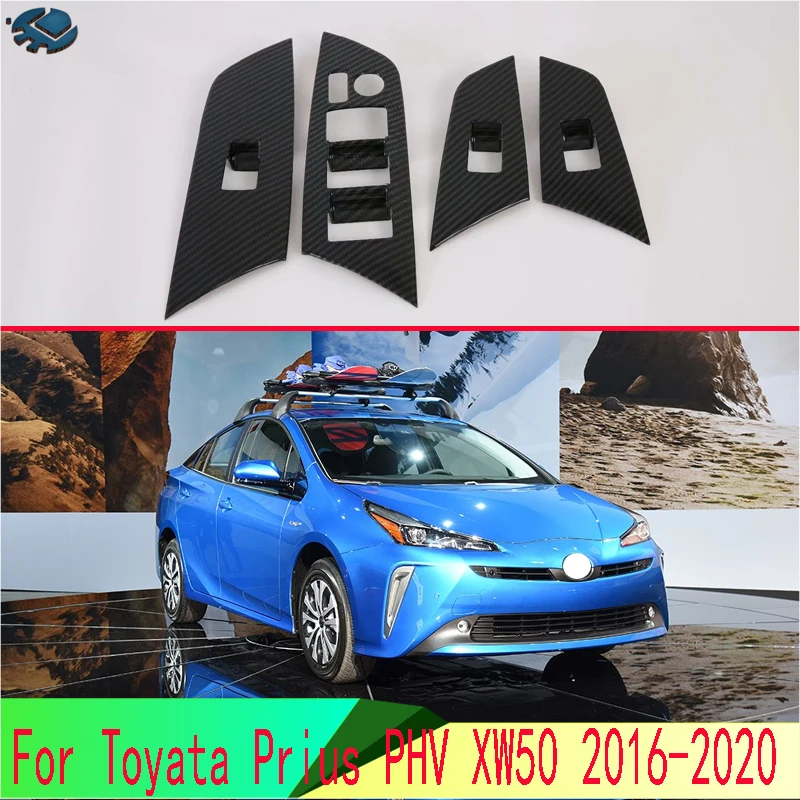 For Toyata Prius PHV XW50 2016-2020 Car Accessories Carbon Fiber Style Door Window Armrest Cover Switch Panel Trim | Автомобили и