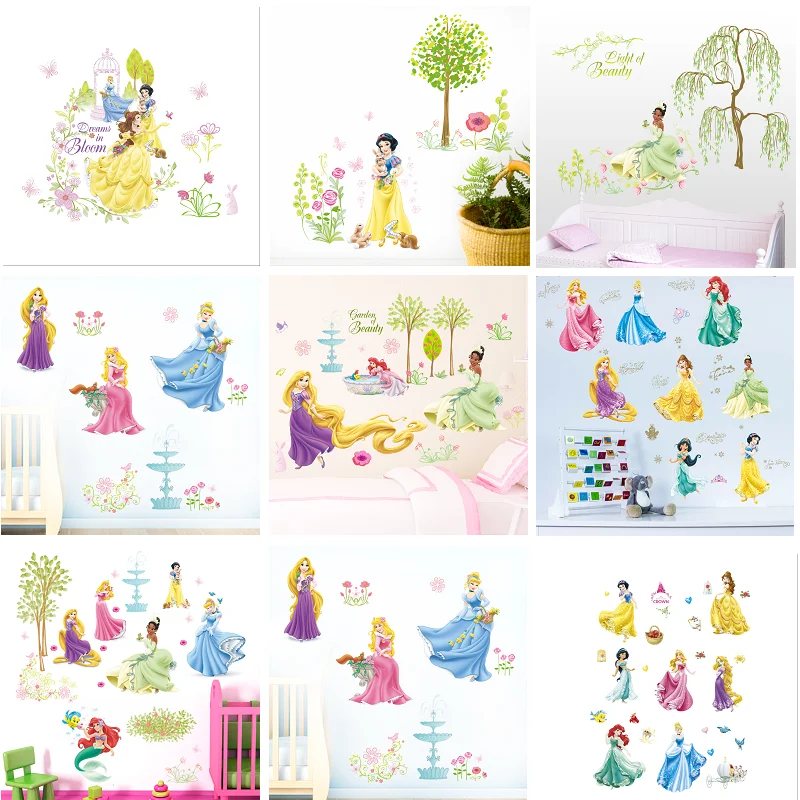 Lovely  Princess Wall Stickers For Kids Room Children Bedroom Cup Bag Wall decals Girl
