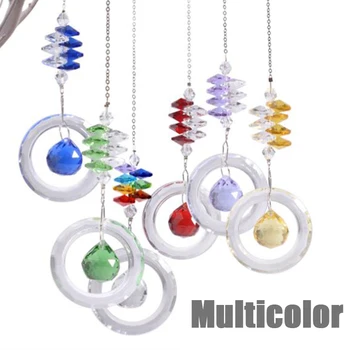 

DIY Multicolor Crystals Beads Clear Chandelier Crystals Pendants Hanging Ornament Suncatcher Prisms Garden Decor Accessories