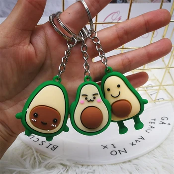 

Keychain Fashion Simulation Avocado Smile-Shaped 3D Soft Resin Avocado Keychains For Women Men Key Chain Key Ring Bag Pendant