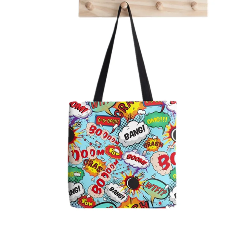 Shopper Comic Pop Art Bomb Print Tote Bag women interesting Harajuku shopper handbag girl Shoulder shopping bag Lady Canvas Bag