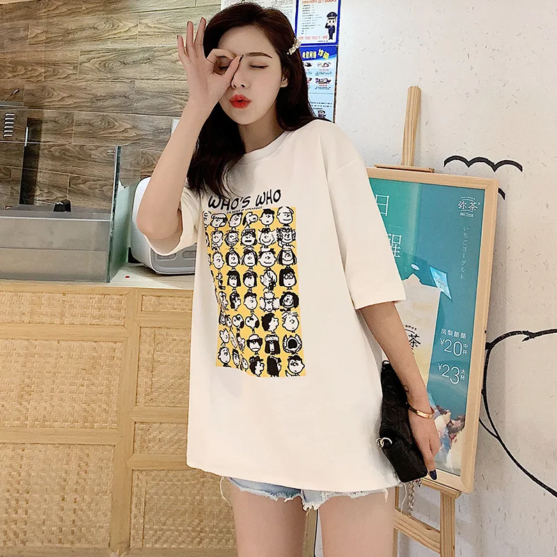 Korean Fashion Style Clothes Women's T-shirt Short Sleeve Cotton Casual Loose Tshirt Print Top Women 2020 Summer Tee Shirt Femme | Женская