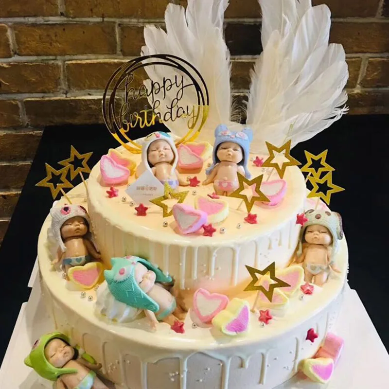 6 Pcs/set Sleeping Cute Baby PVC Wedding Cake Decoration Children's Birthday Party Favors Decoration 2019ing