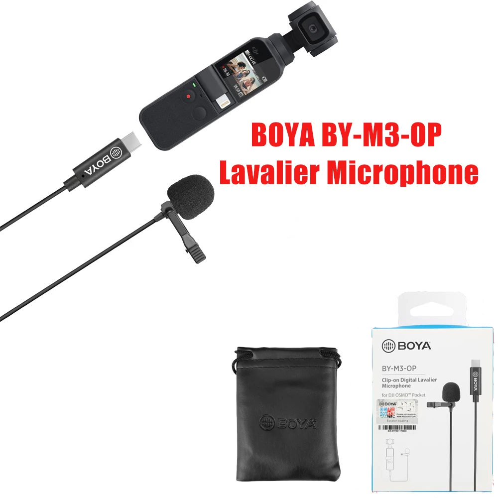 BOYA BY-M3-OP Lavalier микрофон Петилчный для DJI OSMO Карманный стабилизатор Gimbal USB Type-C Vlog