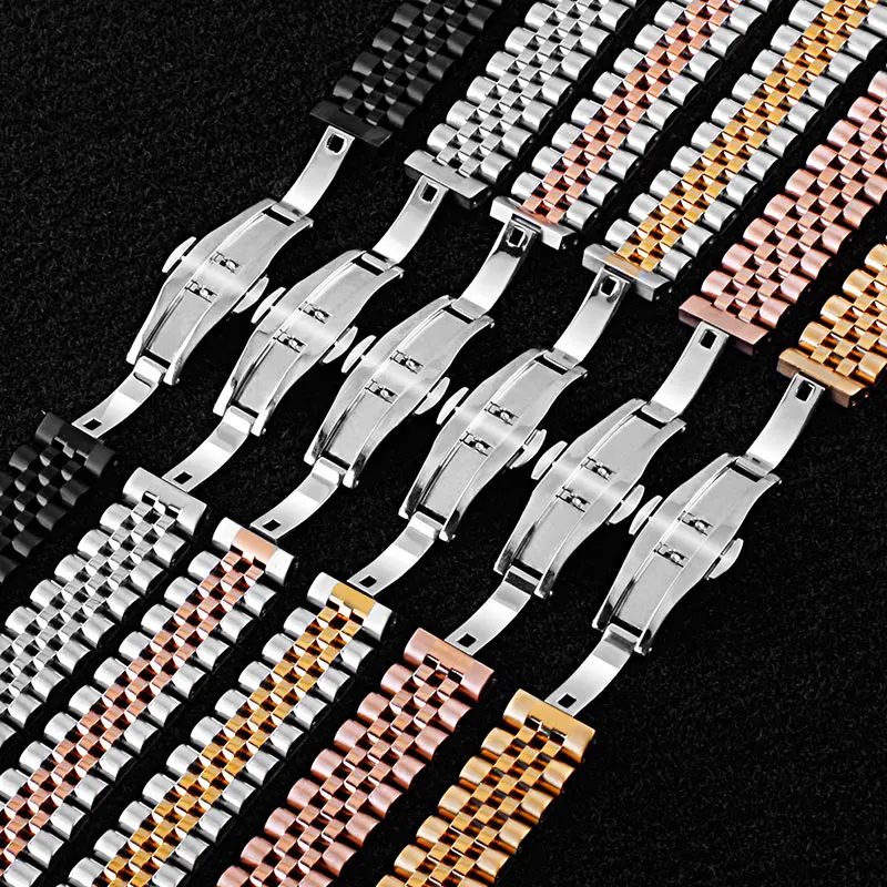 UTHAI S12 металлические Ремешки для наручных часов браслет 14-24 мм ремешок для часов модный серебристый твердый роскошный ремешок из нержавеющей стали 22 мм ремешок для часов