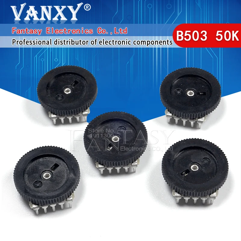 5pcs Double Gear tuning potentiometer B503 50K 5Pin 16*2mm Dial