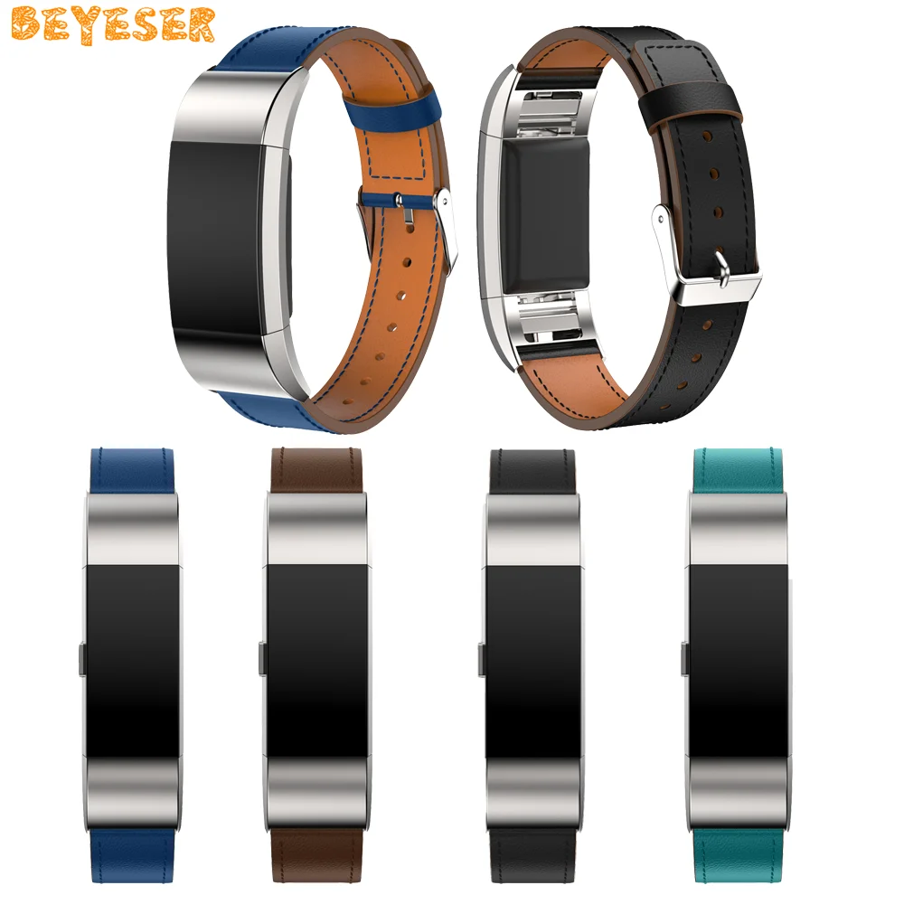 Ремешок из натуральной кожи для умных часов Fitbit Charge 2 спортивный сменный