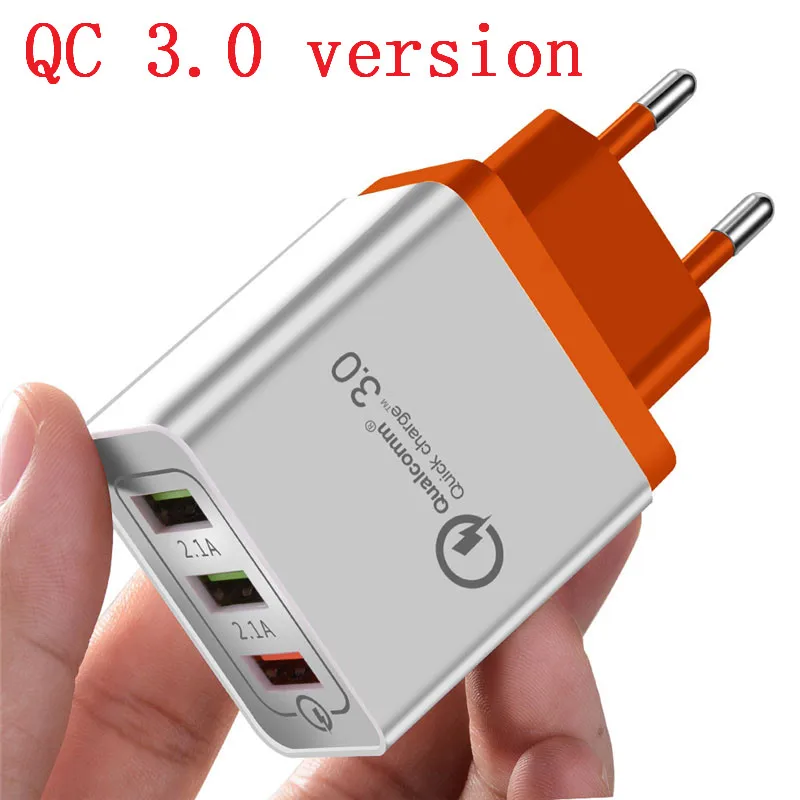 Универсальный 18 Вт USB QC 3,0 5 В/3.1A для Iphone X XS MAX 7 8 Plus, быстрое зарядное устройство для мобильного телефона, зарядка для Samsug S8 S9+ huawei Xiaomi - Тип штекера: QC3.0 Orange