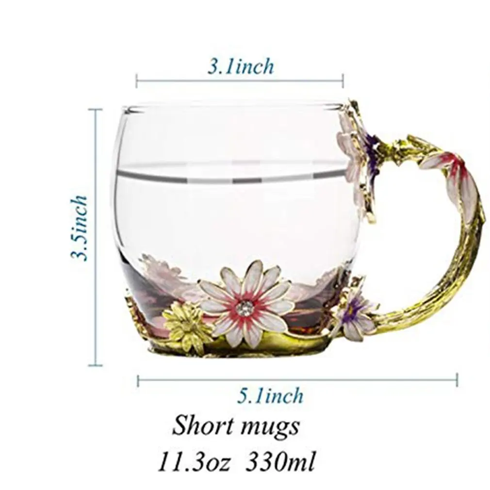Европейская эмалированная цветная чашка из хрустального стекла, изысканная резьба для домашнего офиса, чайная чашка для мужчин и женщин, Цветочная чайная чашка