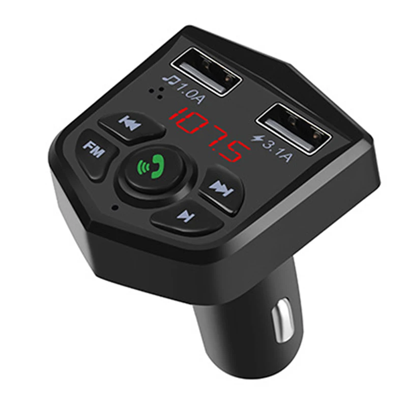 

DC 12-24V Car Bluetooth Kit MP3 Player FM Transmitter Dual USB 3.1A Car Charger Voltage Display Micro SD TF Music Playing