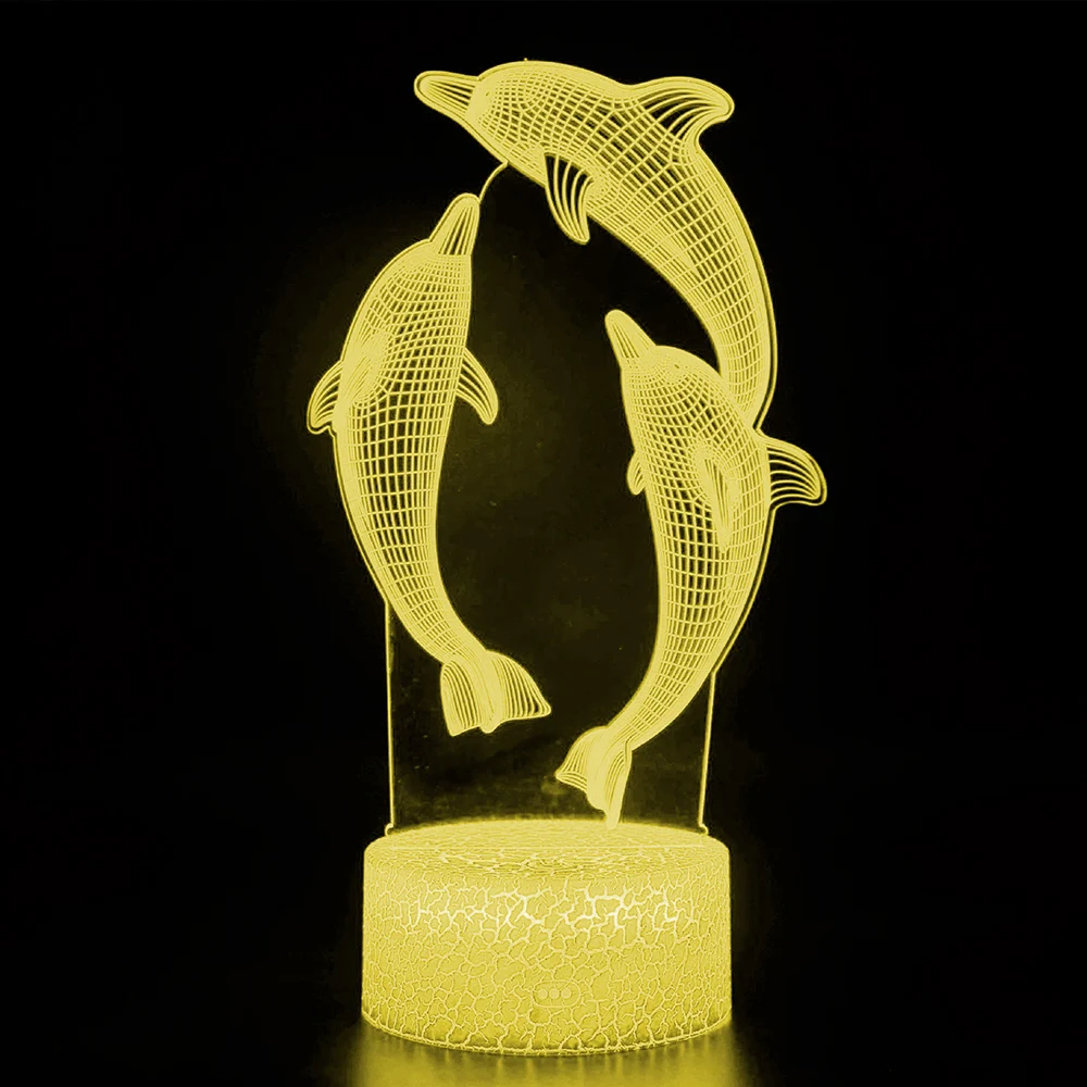 СВЕТОДИОДНЫЙ 3D ночник с дистанционным/сенсорным управлением, модный светодиодный светильник с рисунком дельфина, светодиодный настольный светильник для детей, рождественский подарок, украшение для дома, D30