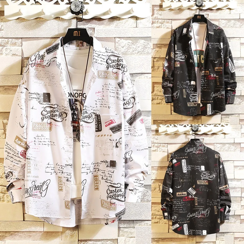 The most handsome shirt! Men's New Spring Fashion Long Sleeve Top Large Comfortable Printed Shirt рубашка Purchasing Wholesaler |