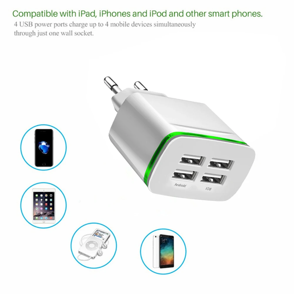 XEDAIN 5V 4A Универсальный адаптер с 4 USB портами для зарядки электроники устройство