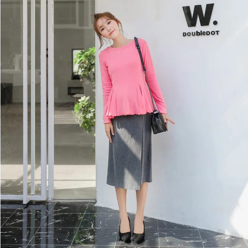 

2018 Autumn And Winter New Style Maternity Clothes Korean-style Set Tops Culottes Brushed Loose-Fit Abdominal Support Maternity