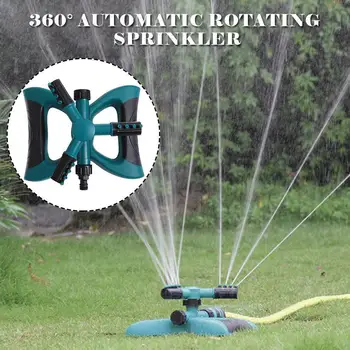 

1pc Garden Rotating Sprinkler Watering System Three-prong Sprinkler Head Butterfly Rotating + Irrigation Type Garden Base E5R6