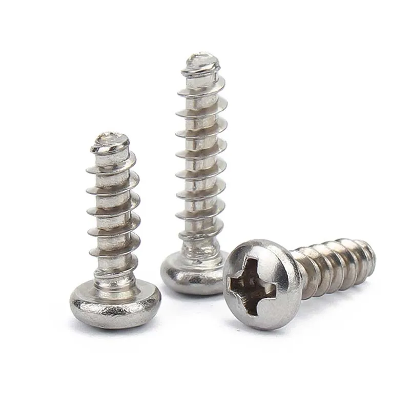 Self Tapping Screw 10/50X 304 Stainless Steel Cross Recess Phillips Pan Round Head Flat End Self Tapping Screw M1.2 M1.4 M1.7 M2 M2.6 M3 M3.5 M4 M5