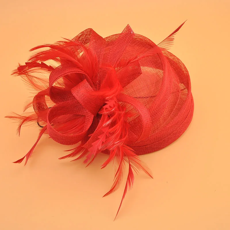 Birde hat Vintage Bridal Flax Feather Beret Hats Elegant Wedding Accessories Black Fascinator Hats Women's Formal Occasion