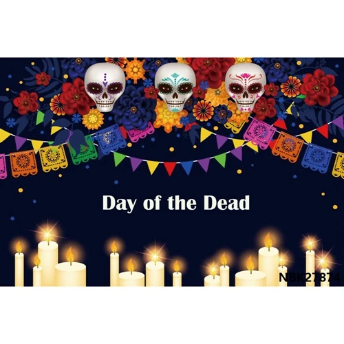 Yeele День мертвых фон мексиканский сахарный череп фотография Фон Dia DE Muertos платье вечерние Fiesta баннер украшения - Цвет: NBK27874