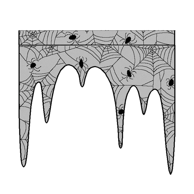 Aunted House Gothic Black Lace Spider Web Table Cloth Curtains Halloween Tablecloth Halloween Decor 105Cmx107Cm