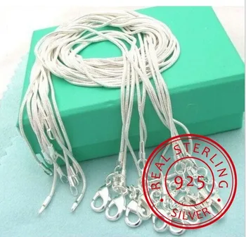 10pcs/lot Promotion! Wholesale 925 Sterling Silver Necklace, Silver Fine Jewelry Snake Chain 1mm Necklace 16 18 20 22 24"