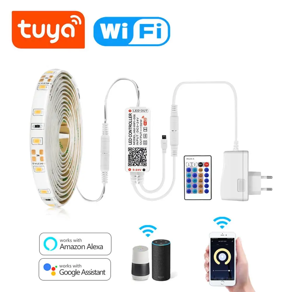 Водонепроницаемый WI-FI светодиодные полосы Смарт-приложение Tuya голос Управление