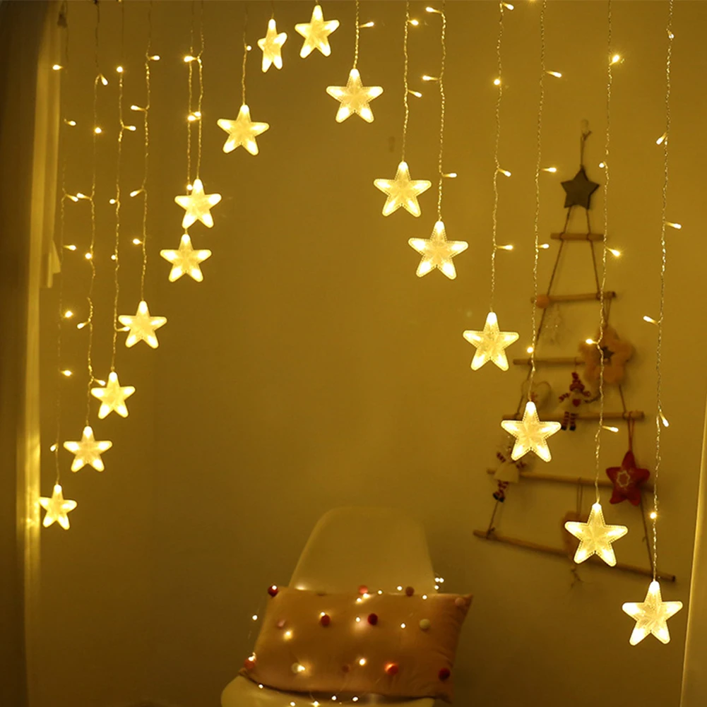 DIY LED Lamp Accessories Home Wedding Energy Saving Romantic Decorative String Light Stars V Curtain Fashion Night Festival