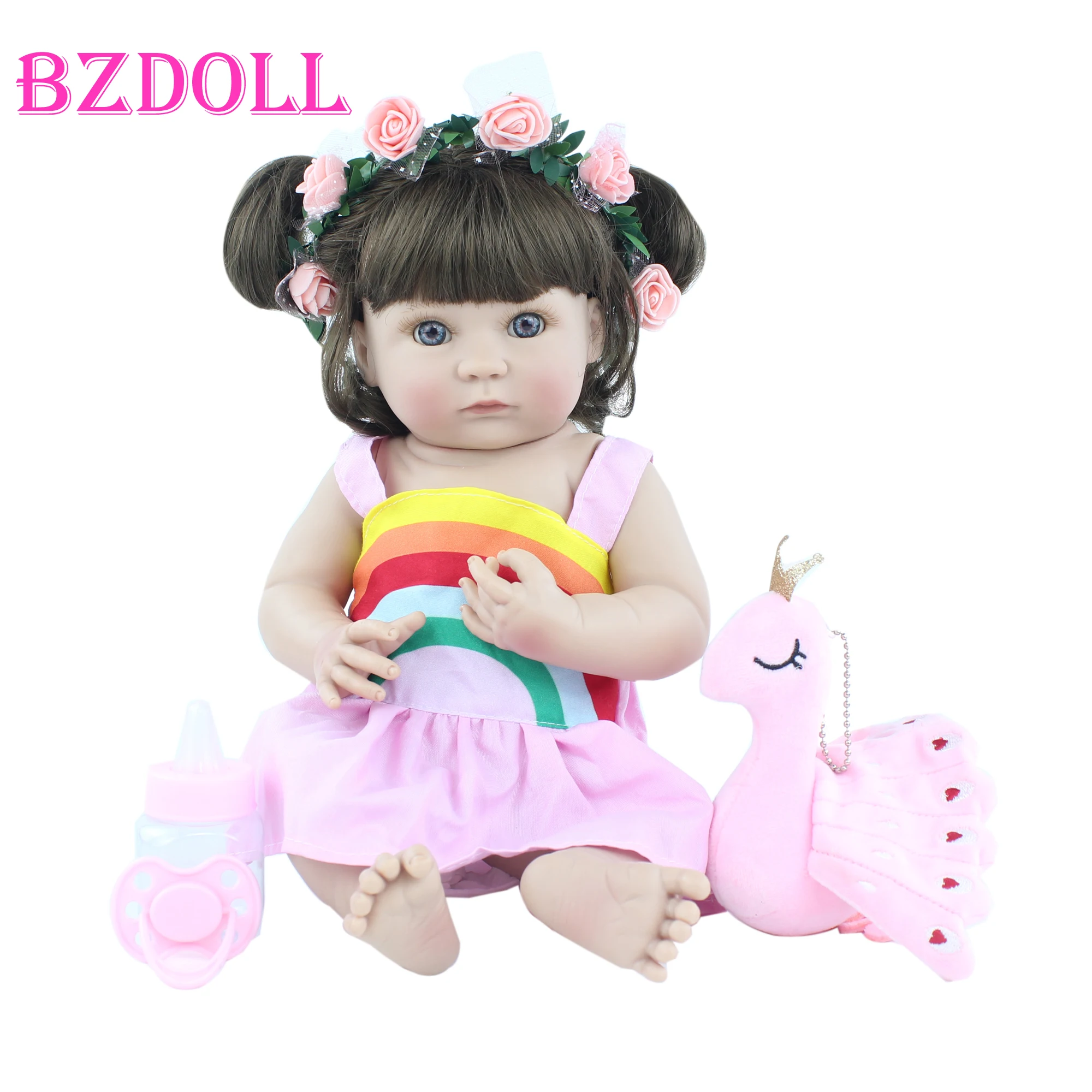 

40 CM Full Soft Silicone Reborn Doll For Girl Lifelike Vinyl Mini Babies Boneca Kids Bathe Toy Child Birthday Xmas Gift