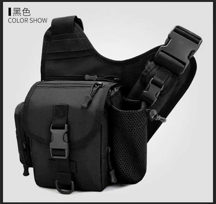 Sac Tactique Poitrine Taille Homme - Style Streetwear Hip-hop Grande Capacité - Noir - Polyester - Neuf Avec étiquettes