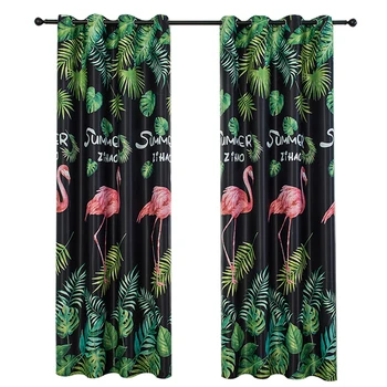 

Blackout Window Curtains for Living Room Bedroom Custom Made White Flamingo Kitchen Windows Drapes Decor High shading (70% -90%)