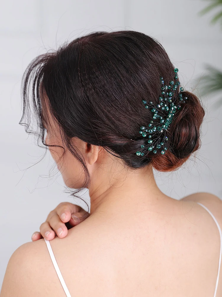 Wedding Hair Accessories Casual Headpieces Green Hair comb Handmade Headdress Chic party and prom for women Bridal Jewelry