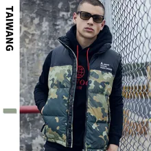 Поколение полных в Европе и Америке, камуфляжный жилет со стоячим воротником, мужской зимний стиль, мужской повседневный пуховый хлопковый жилет