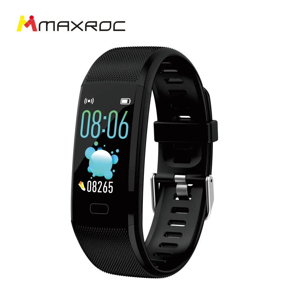 MAXROC Y10 умный Браслет для Andriod IOS 1,14 ''сенсорный экран IP67 водонепроницаемый 25 дней долгое время ожидания несколько видов спорта - Цвет: TPU-Black