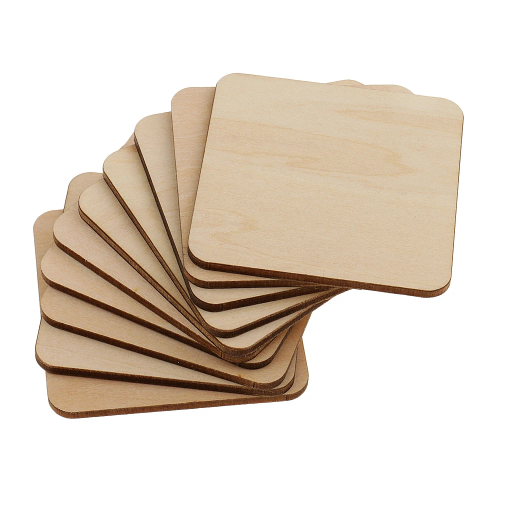 Lot Square MDF Unfinished Wood Pieces Wooden Plaque For Model Making Pyrography