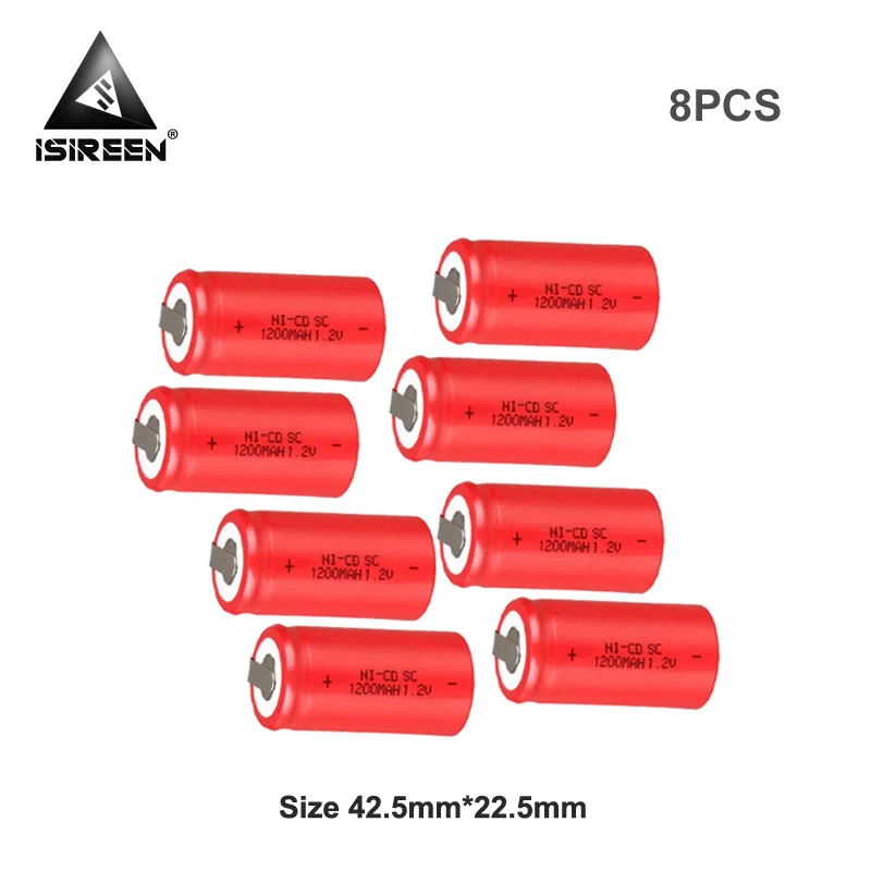 Subc Ni CD Cell 1,2 V 1200mAh перезаряжаемый SC Ni-CD DIY Электроинструмент аккумуляторные батареи 6,0 V 7,2 V 9,6 V 12V электрическая зубная щетка