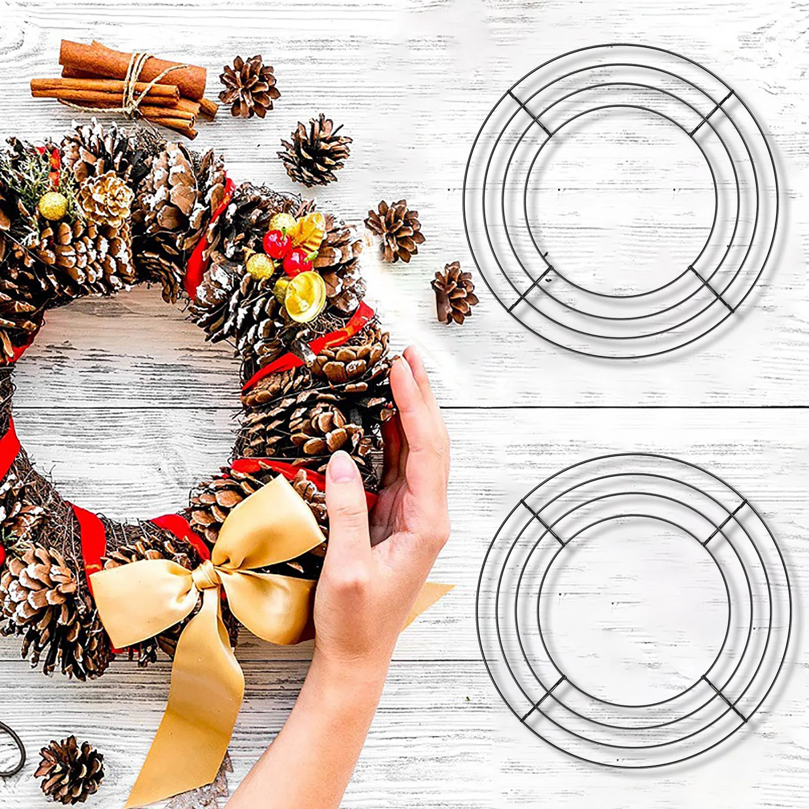 

Round Hoop DIY Christmas Decoration Wire Wreath Frame Wall Hanging Sturdy For Wedding Metal Valentines Decorations