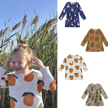 

2020 Nadadelazos Toddler Girls Fashion Brand Twril Dresses Baby Girl Long Sleeve Casual Dress Child European Style Tutu Dress