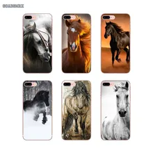 For iPhone 11 X XR XS Pro MAX 4 4S 5 5S SE 5C 6 6S 7 8 Plus Transparent Soft Cases Covers Sunset Scenery Horse Front Cover(China)