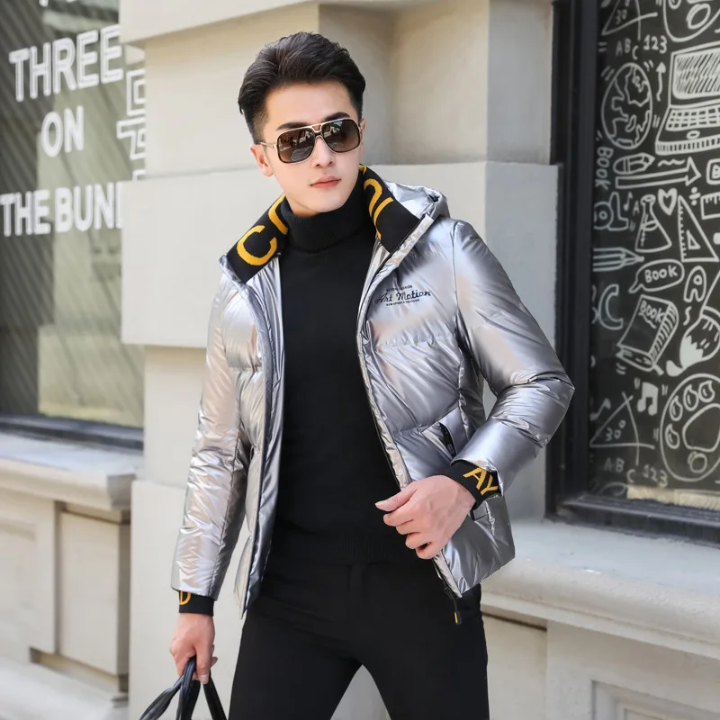 

Mens Winter 90% Duck Coats Male Fashion Waterproof Shine Jackets Men Solid Hooded Short Down Overcoats Quality JK-862